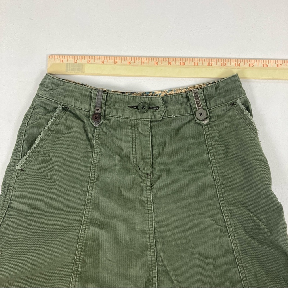 Boden 10R Skirt Corduroy Green Knee Length Paneled Circle A-Line Pockets Casual - Picture 3 of 16